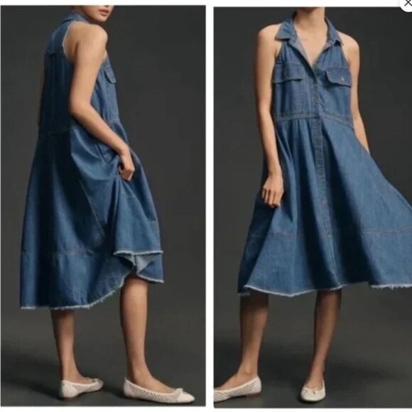 Anthropologie Pilcro Sleeveless Halter Swing Midi Dress 2X - Picture 1 of 7